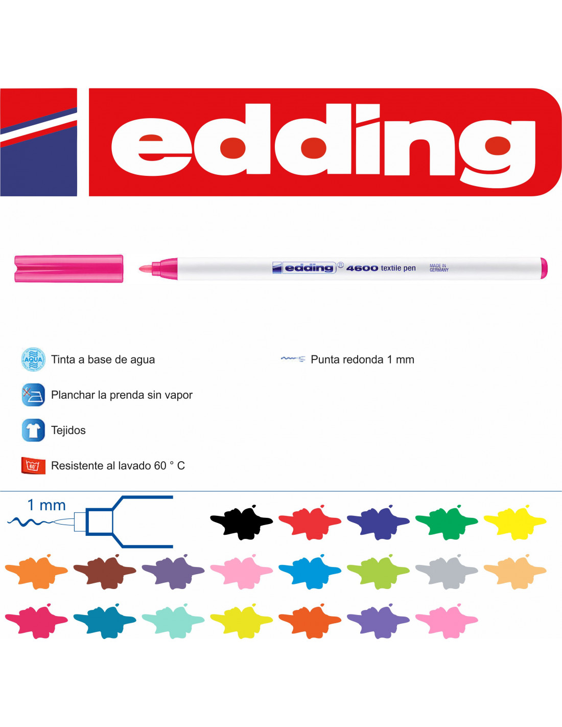 Edding 4500 Rotulador Textil Amarillo Neón 1 Rotulador Punta