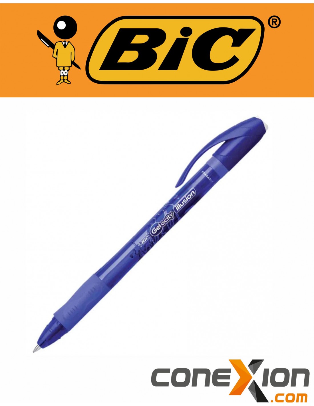 Boligrafo Roller Ball Bic Gel-ocity Illusion Borrable Azul