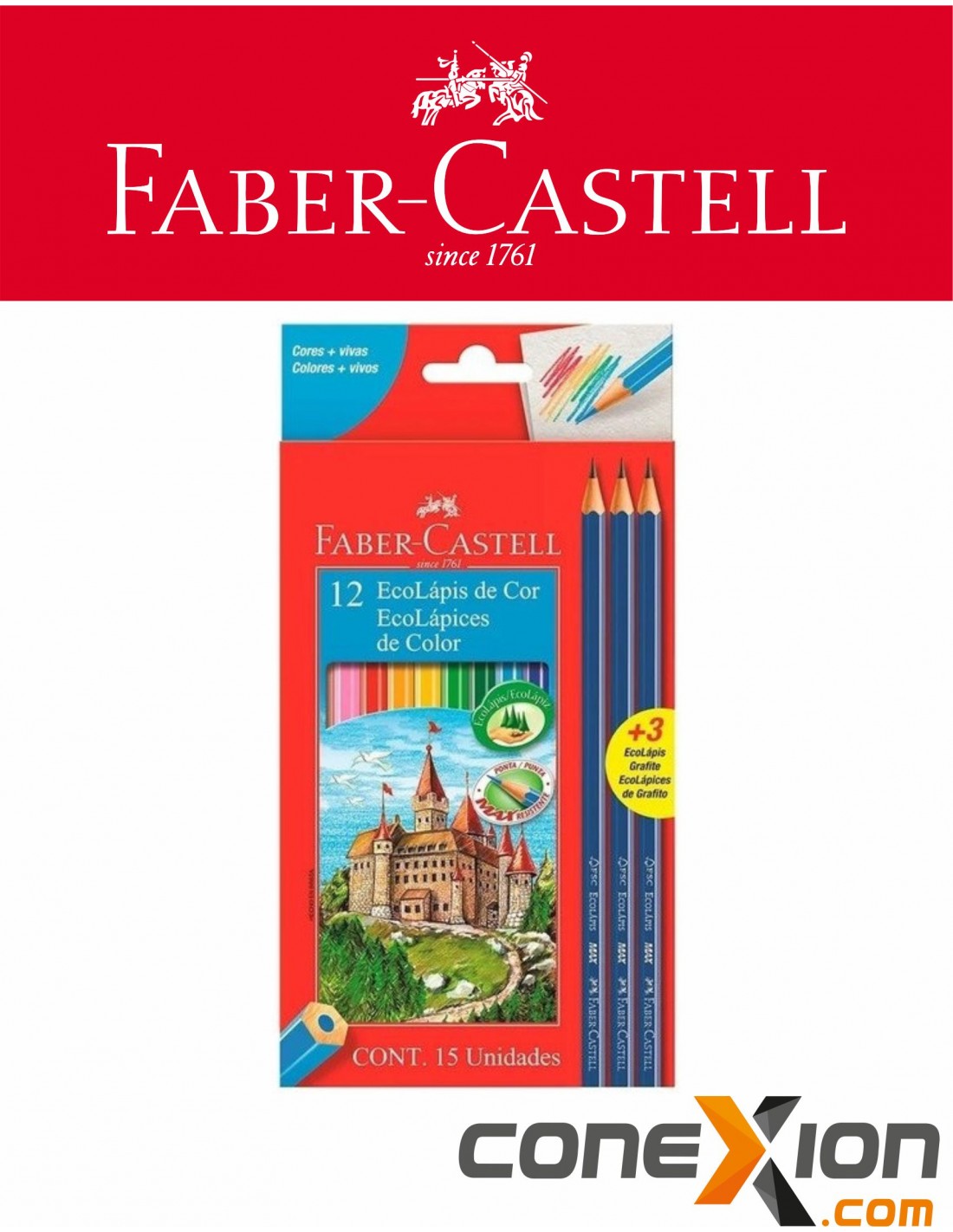 Lapices De Color Faber Castell Largos X 12 Colores + Accesorios